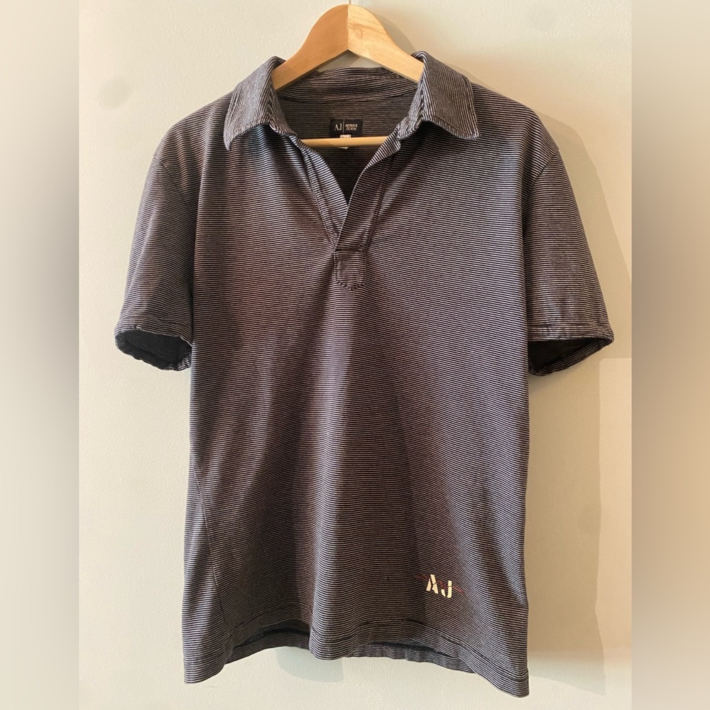Armani Jeans Black Striped Polo Shirt